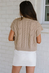 Simply Taupe Satin Bow Cable Knit Top